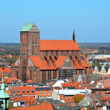 View over St. Nikolai Kirche, Wismar, Germany