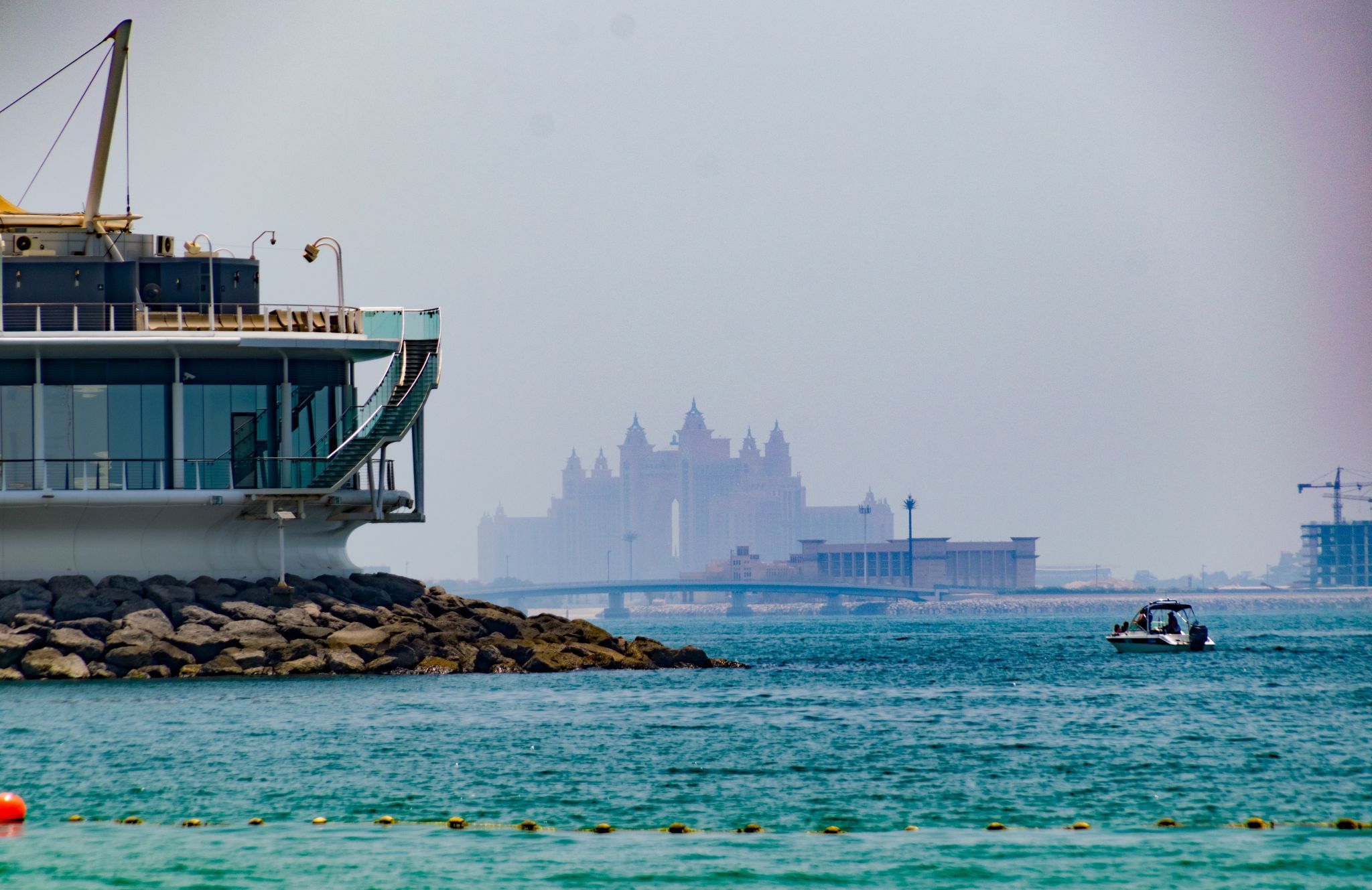 Burj al arab & Atlantis the palm in the dust, United Arab Emirates