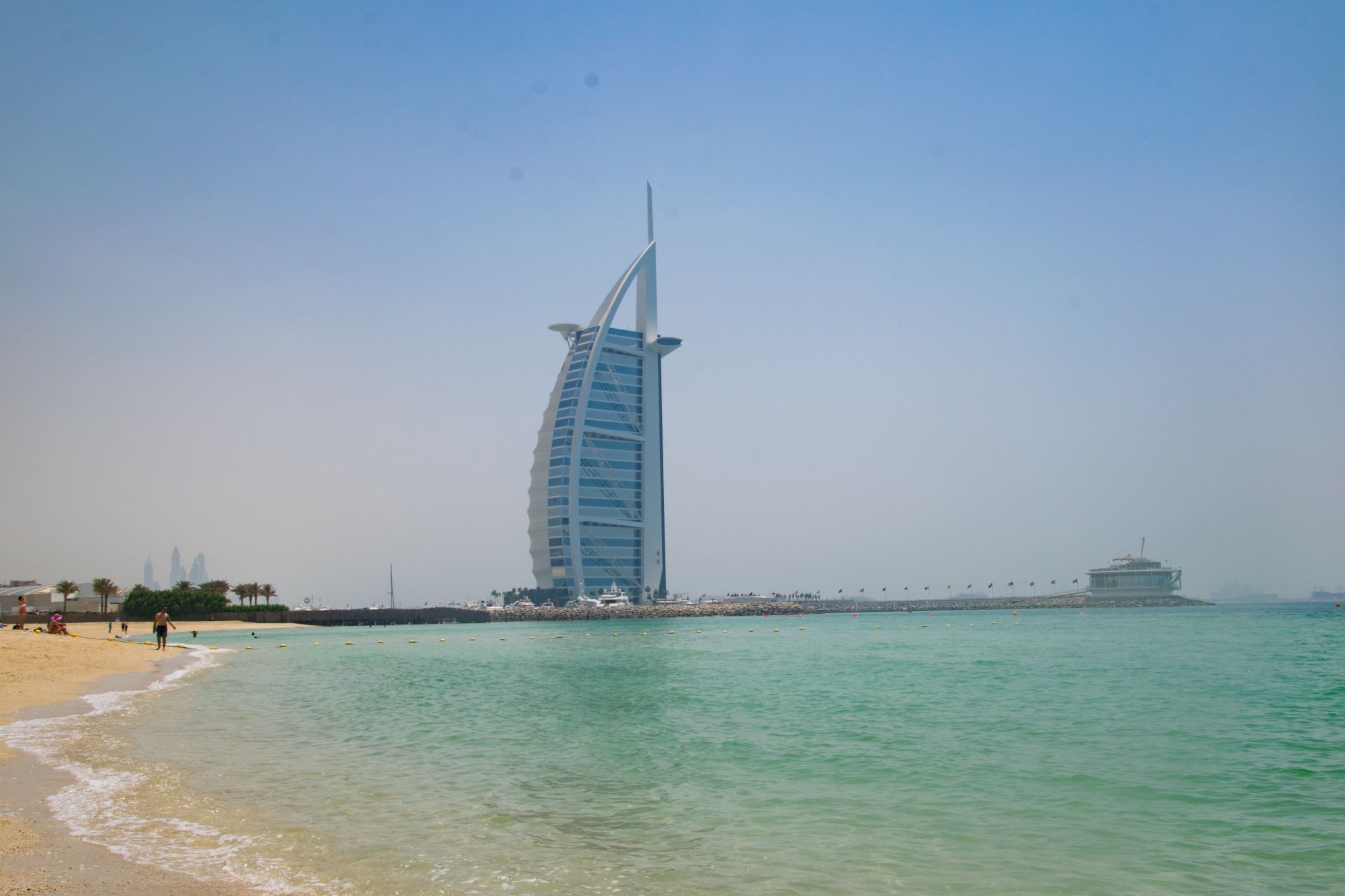 Burj al arab & Atlantis the palm in the dust, United Arab Emirates