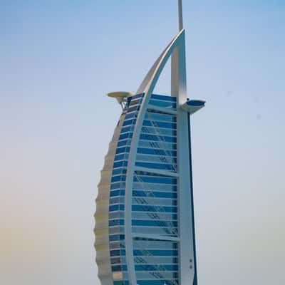 Burj al arab & Atlantis the palm in the dust, United Arab Emirates