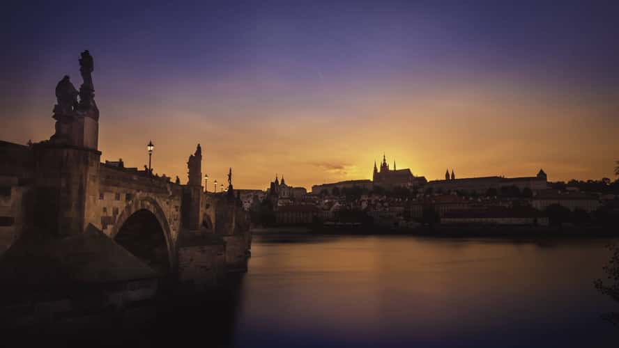 Charles Bridge and Old Town Panorama over the river