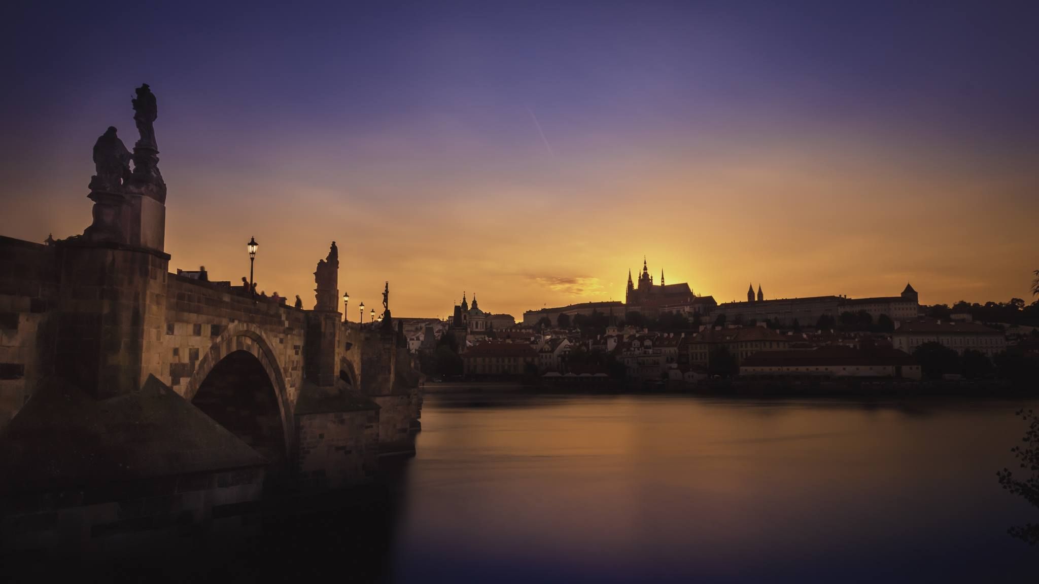 Charles Bridge and Old Town Panorama over the river, Czech Republic