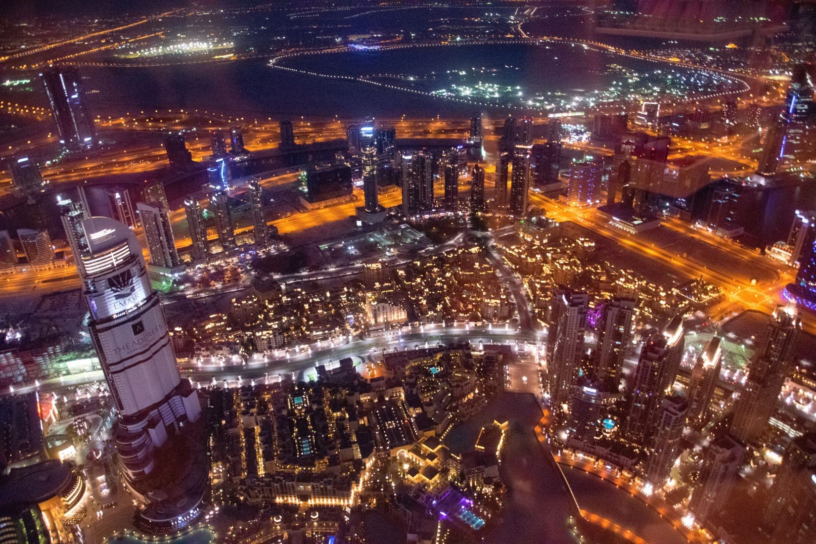 view from burj khalifa at night