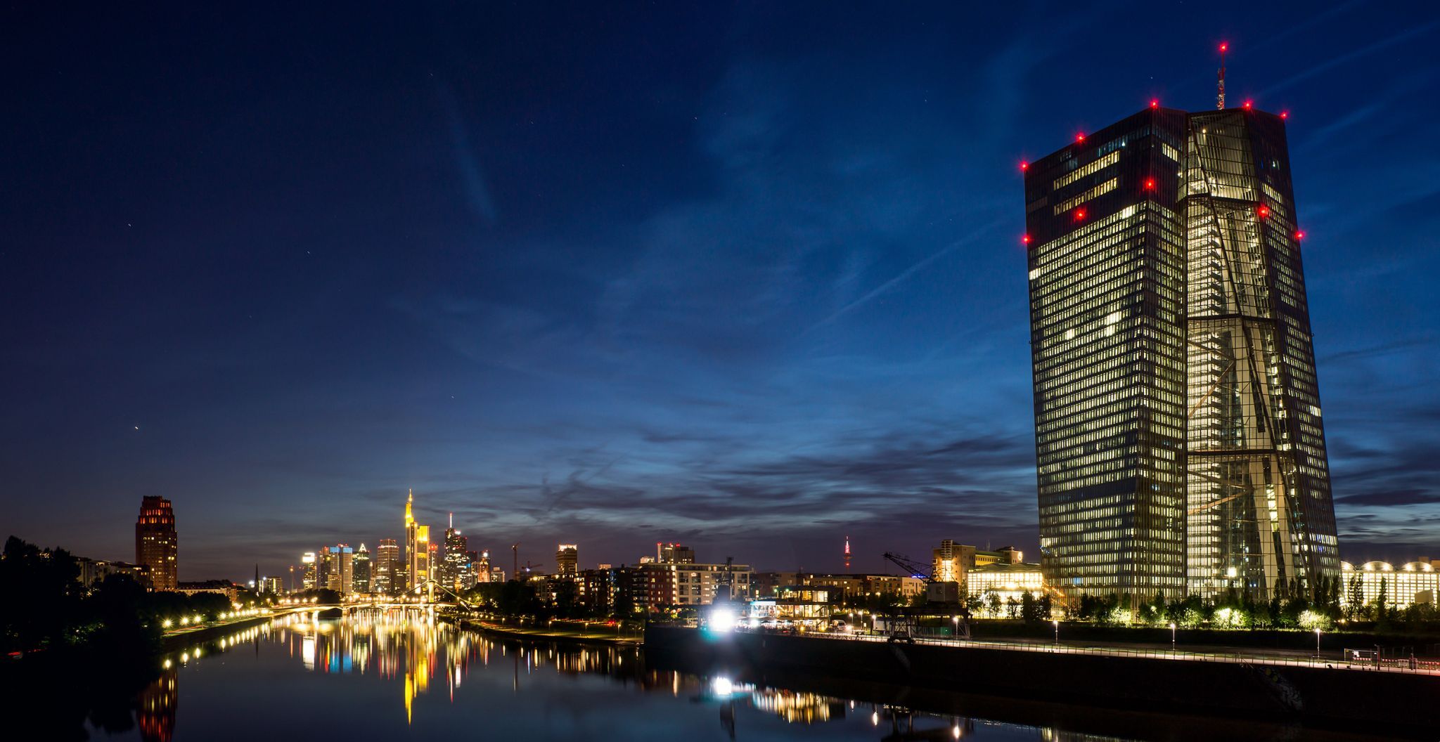 ECB from Deutschherrn Bridge, Frankfurt am Main, Germany