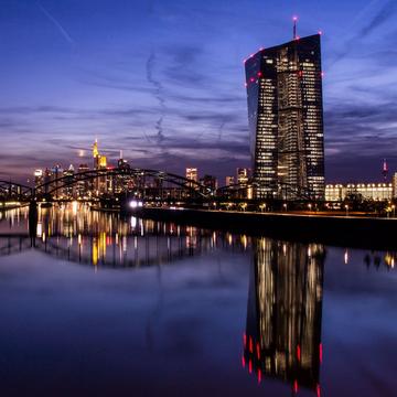 Frankfurt Skyline from Osthafenbridge, Germany