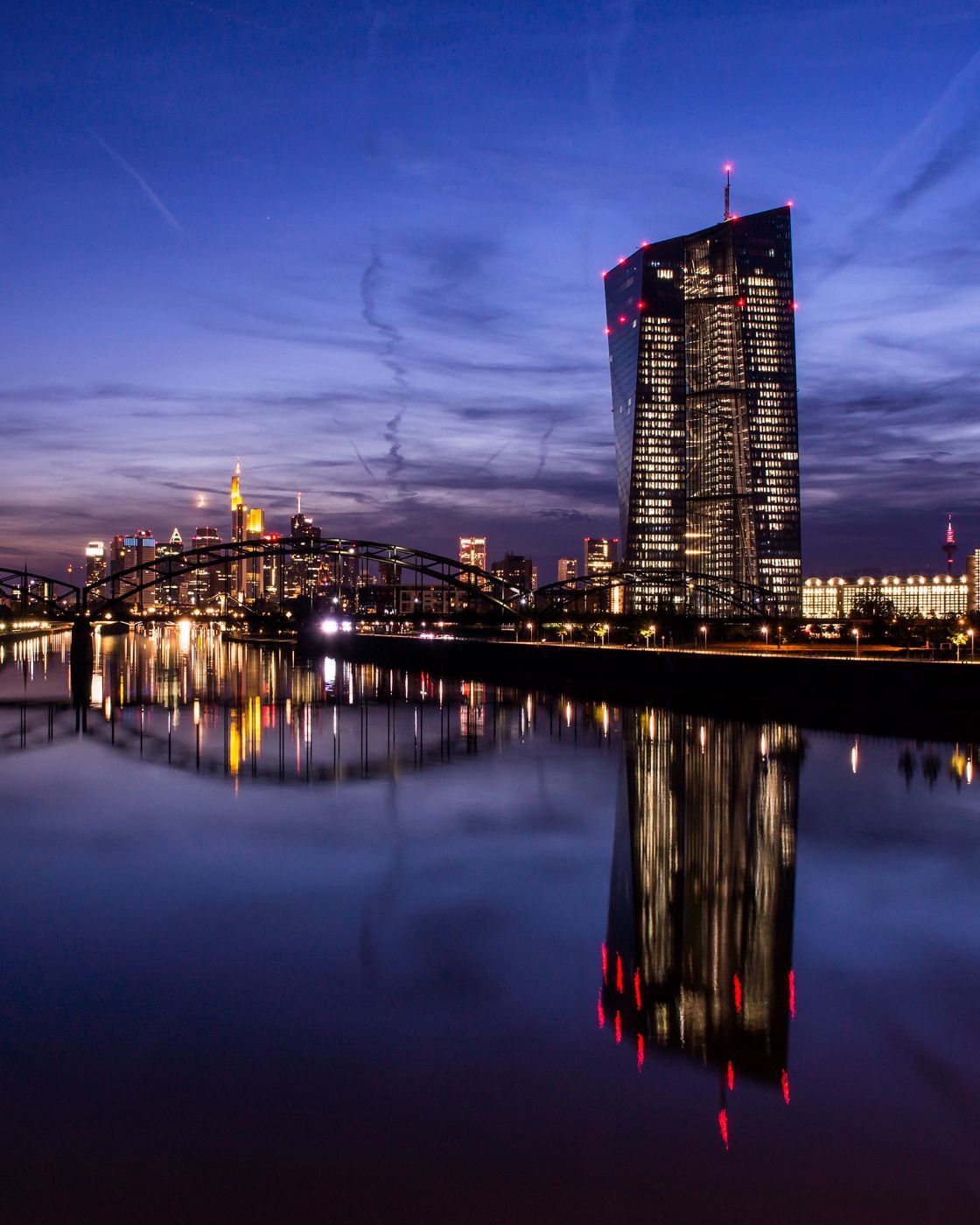 Frankfurt Skyline from Osthafenbridge, Germany
