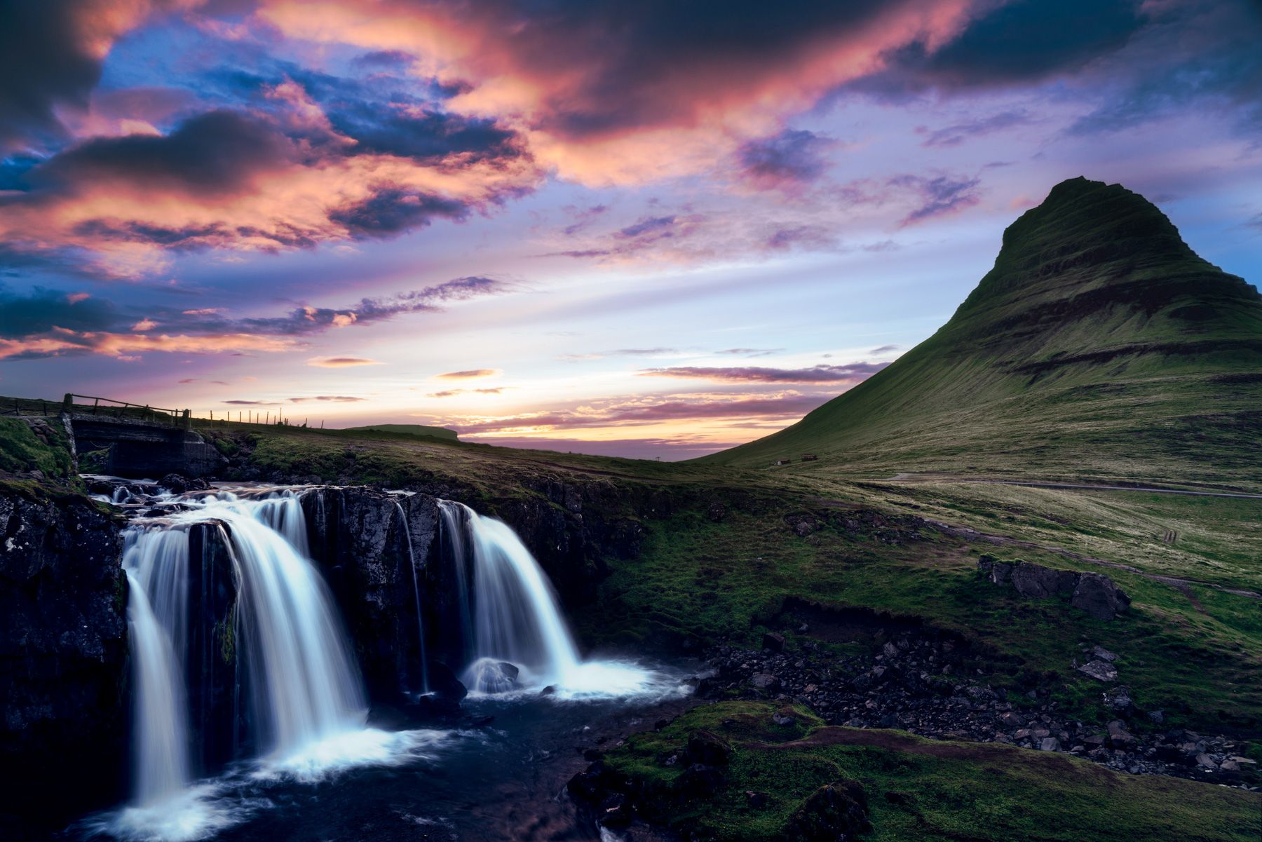 Kirkjufell Waterfall with Kirkjufell, Iceland