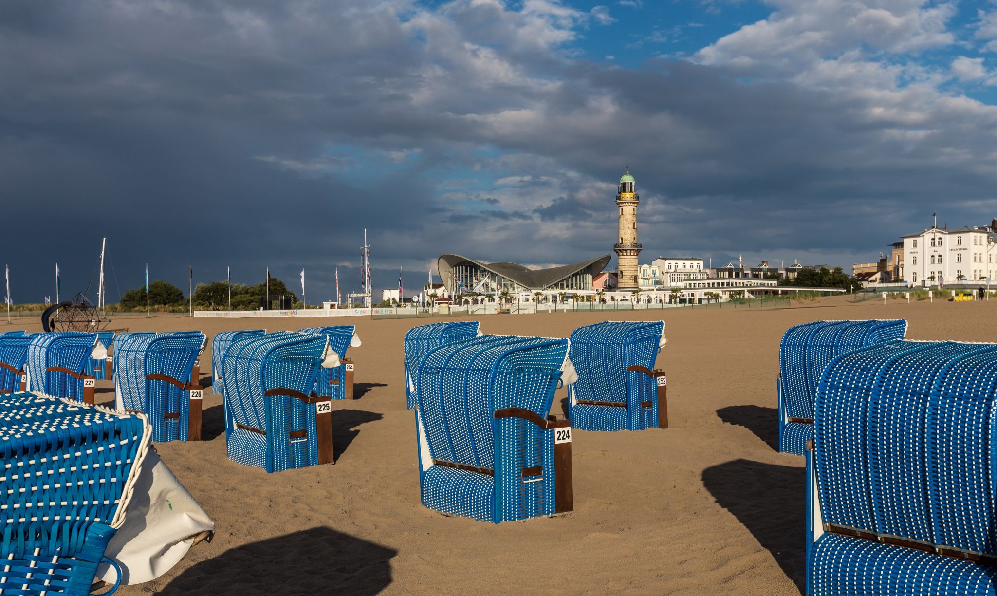 Lighthouse Warnemünde from the Beach, Germany
