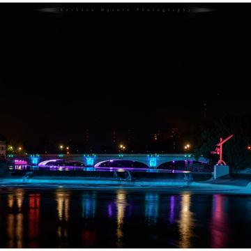 South Bend, Indiana river lights from Colfax bridge, USA