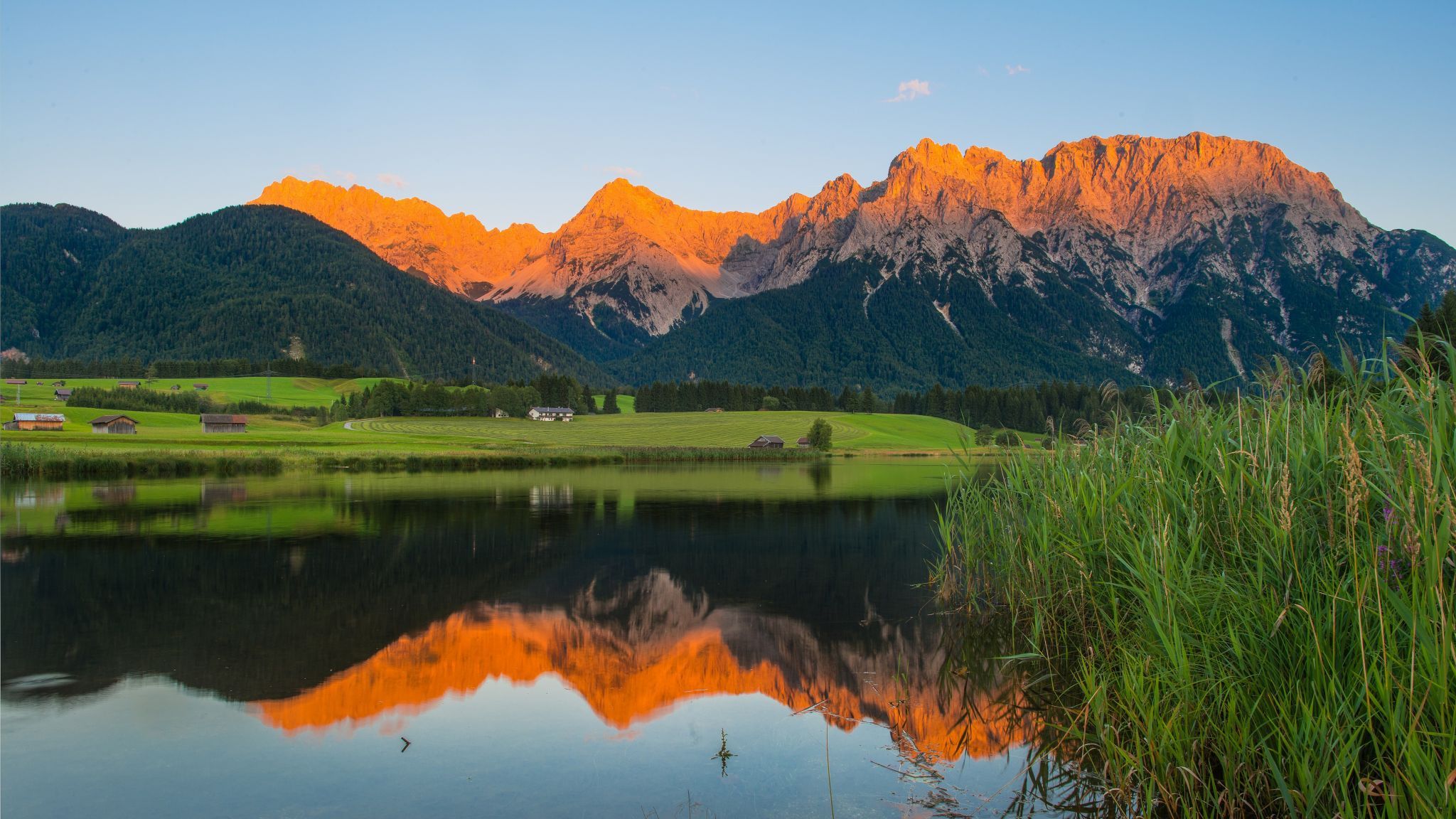 Alpenglühen, Schmalsee, Germany