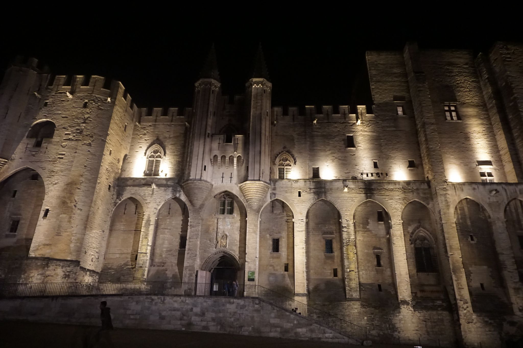 Avignon's old center by night, France