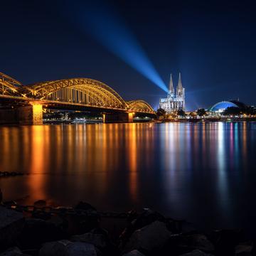 Cologne Cathedral from north of Hohenzollern Bridge, Germany
