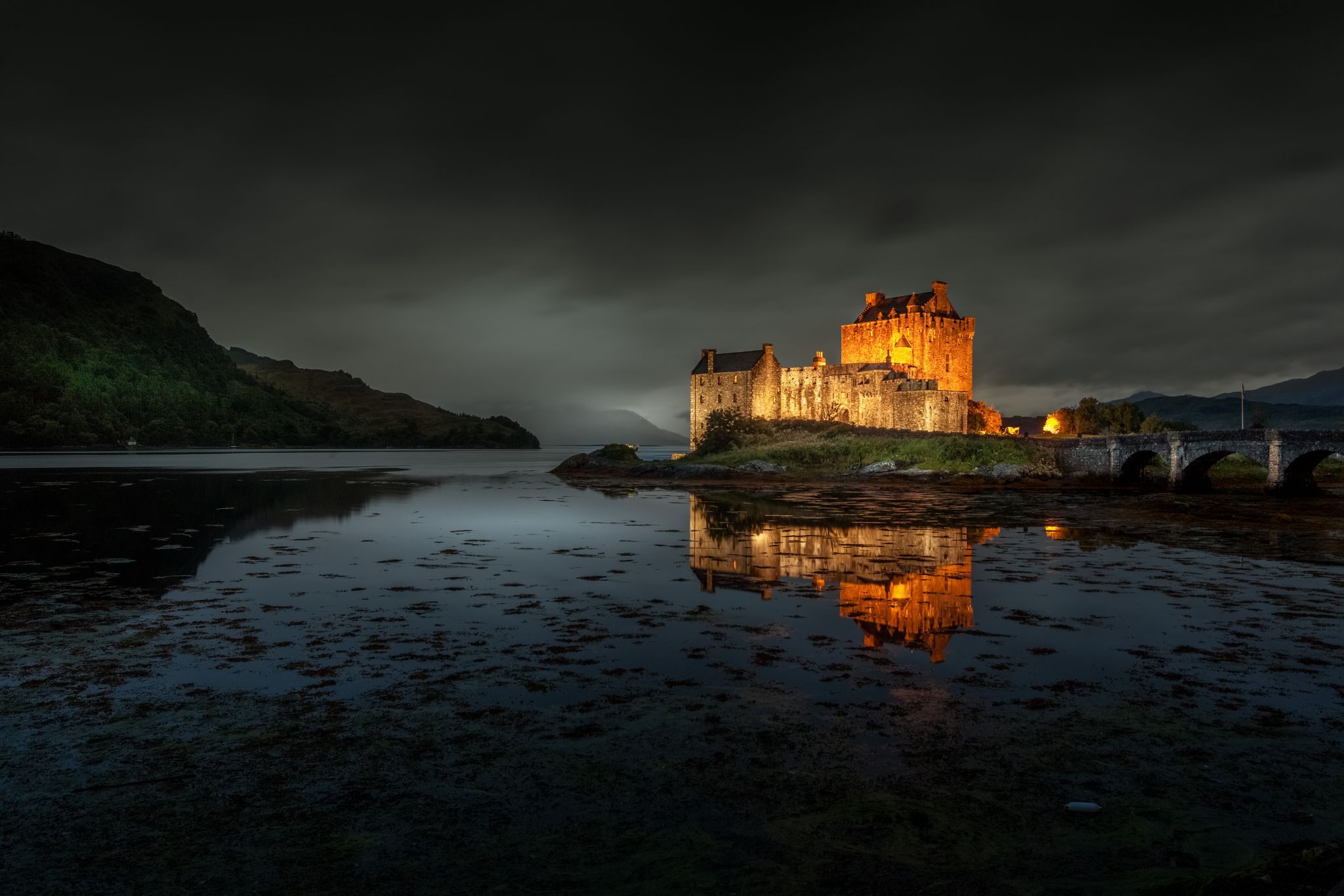 Side view of Eilean Donan Castle, Scotland, United Kingdom