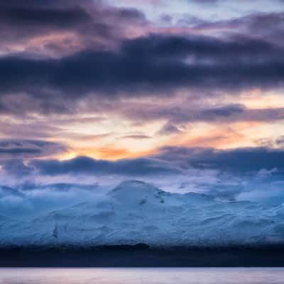 Fire behind the clouds, Iceland