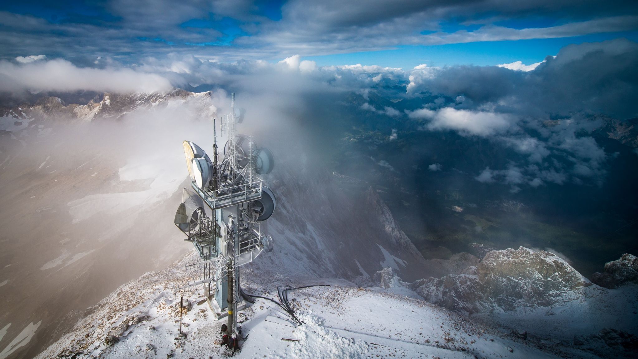 Sunset on the top of the Zugspitze, Austria
