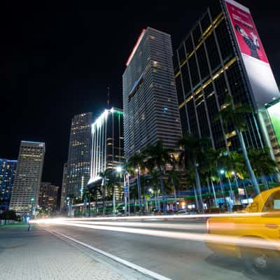 Traffic Light Trails On Biscayne, USA