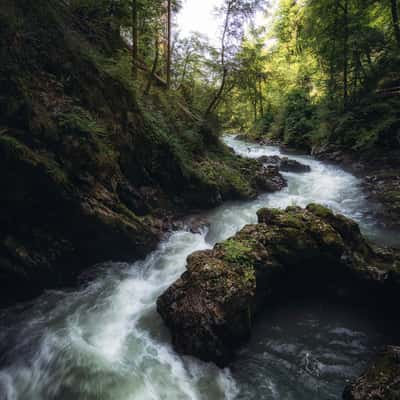 Down the river at the entrance of Vintgar, Slovenia