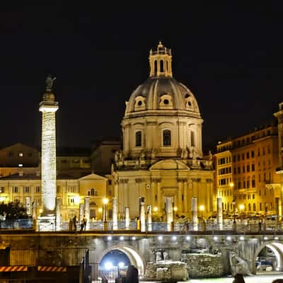 Piazza Foro Traiano and Chiesa Santissimo Nome di María, Italy