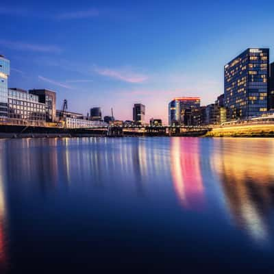 View into Media Harbor, Düsseldorf, Germany