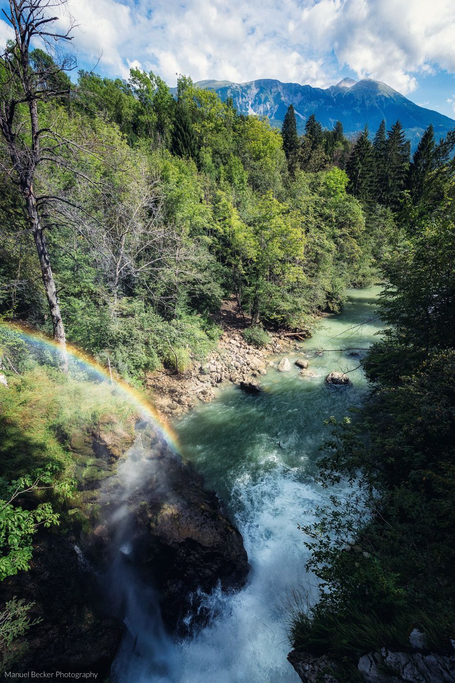Waterfall Sum at Vintgar from the bridge, Slovenia