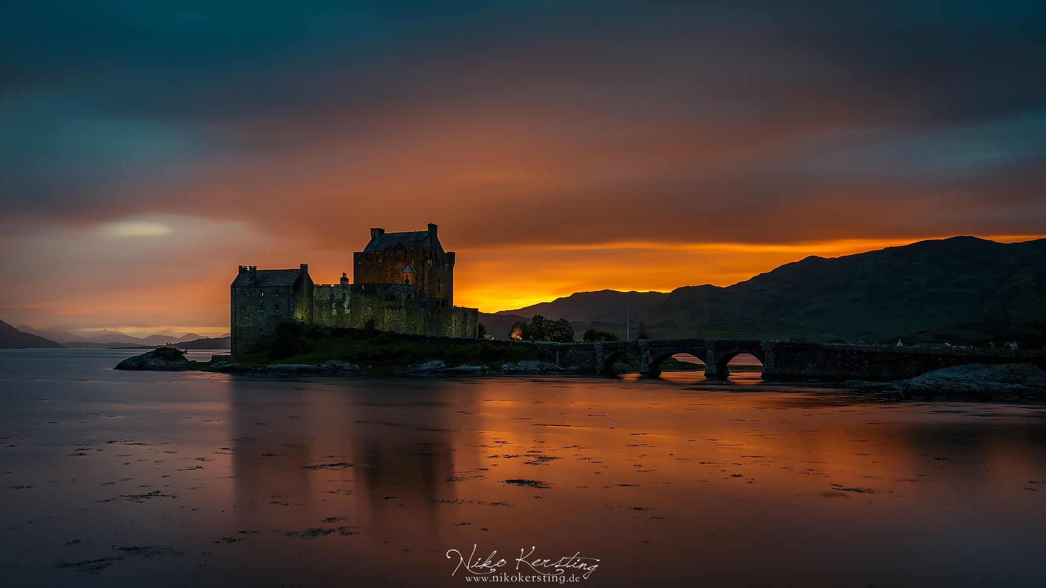 Side view of Eilean Donan Castle, Scotland, United Kingdom