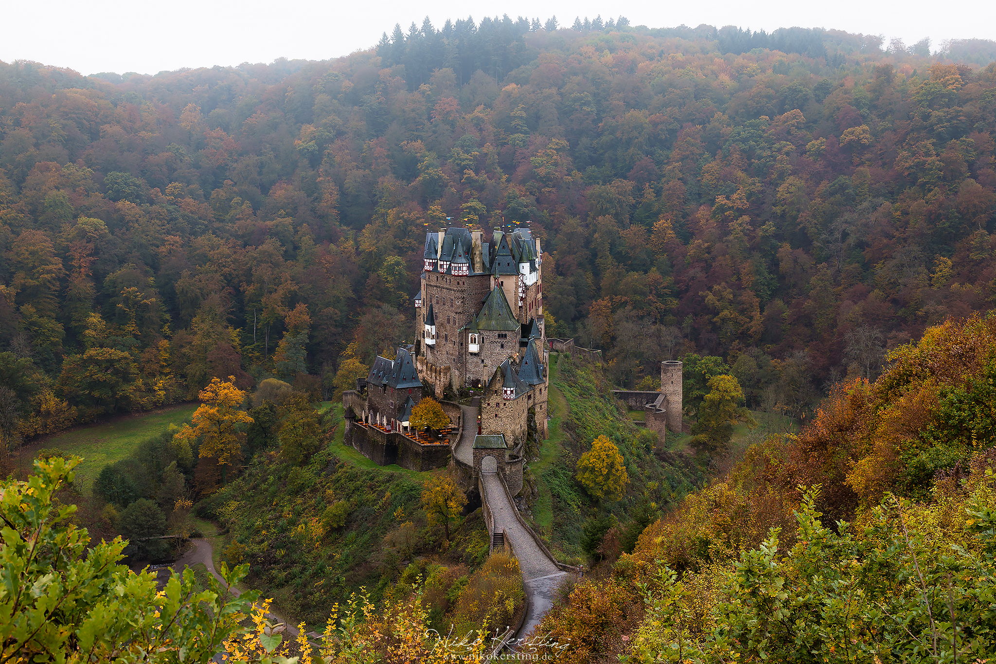 Upper view of Eltz Castle, Germany