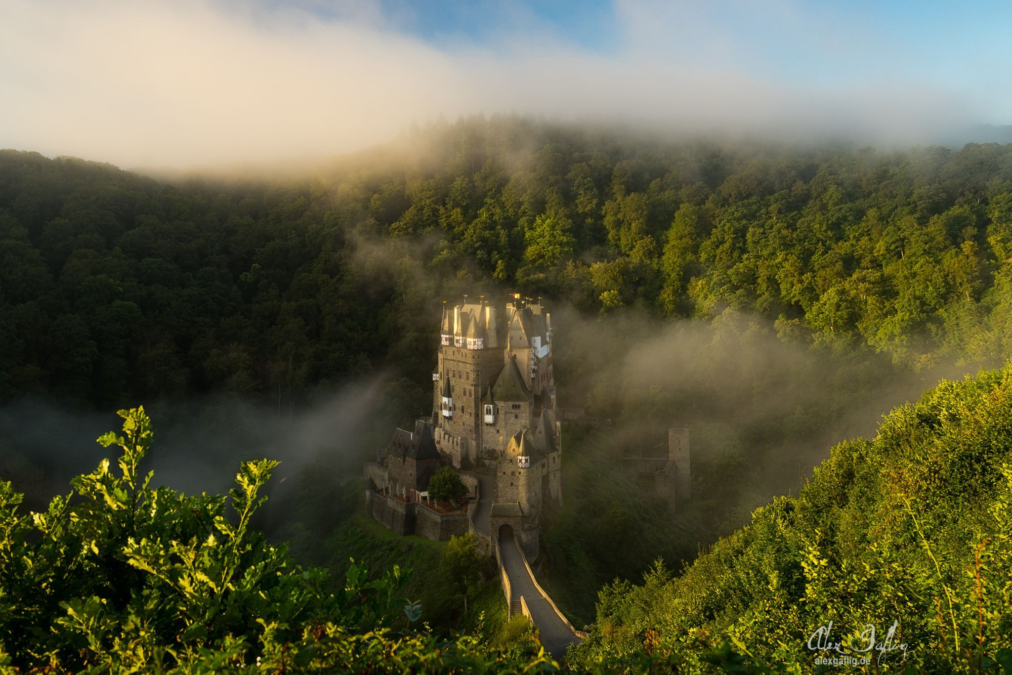 Upper view of Eltz Castle, Germany