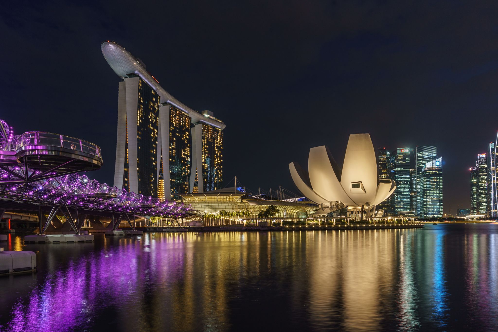 Marina Bay Sands with Helix Bridge, Singapore