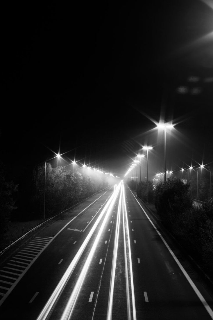 Night car trails, Belgium