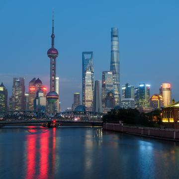 Pudong Skyline from Zhapu Bridge, China