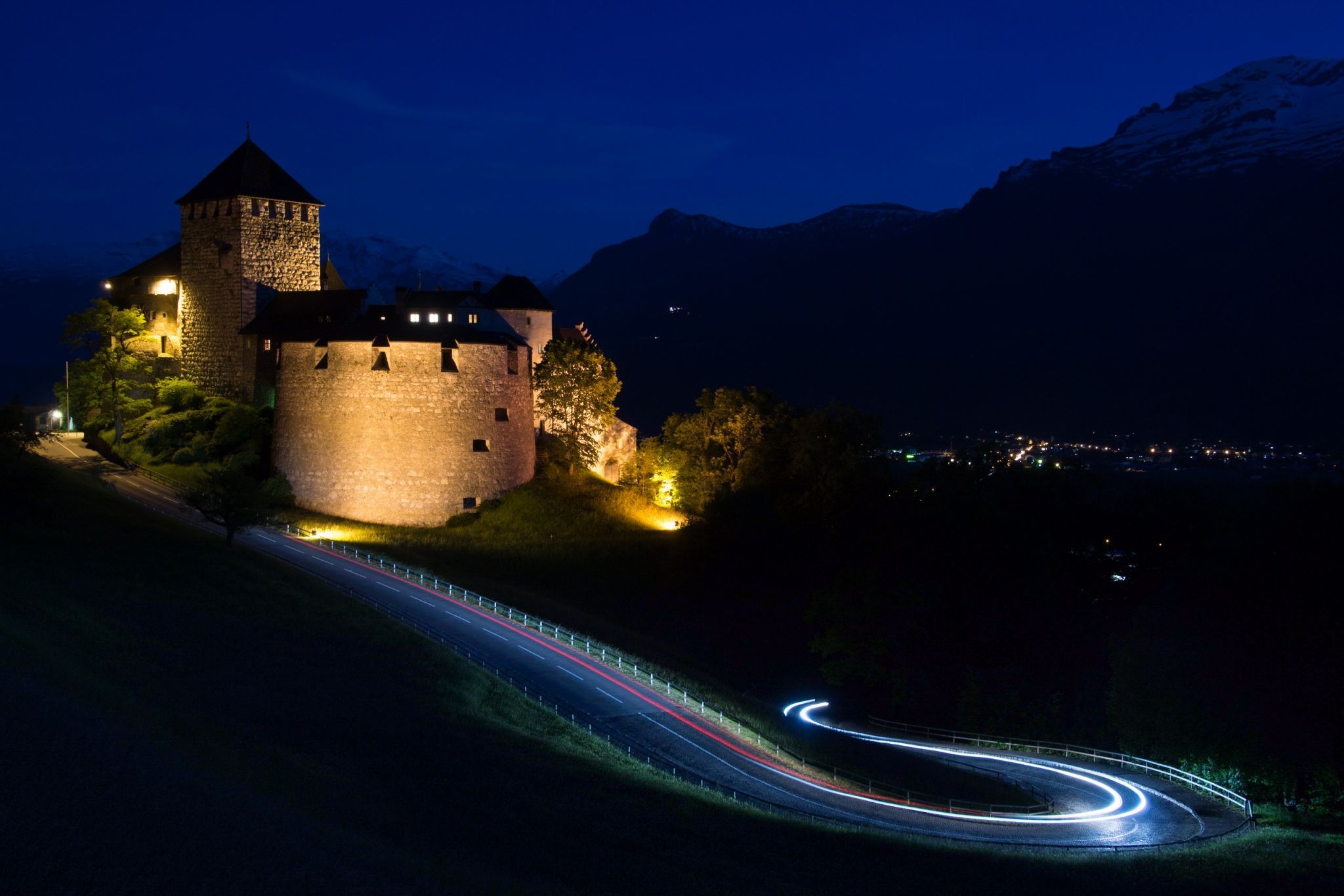 Schloss Vaduz at night, Liechtenstein