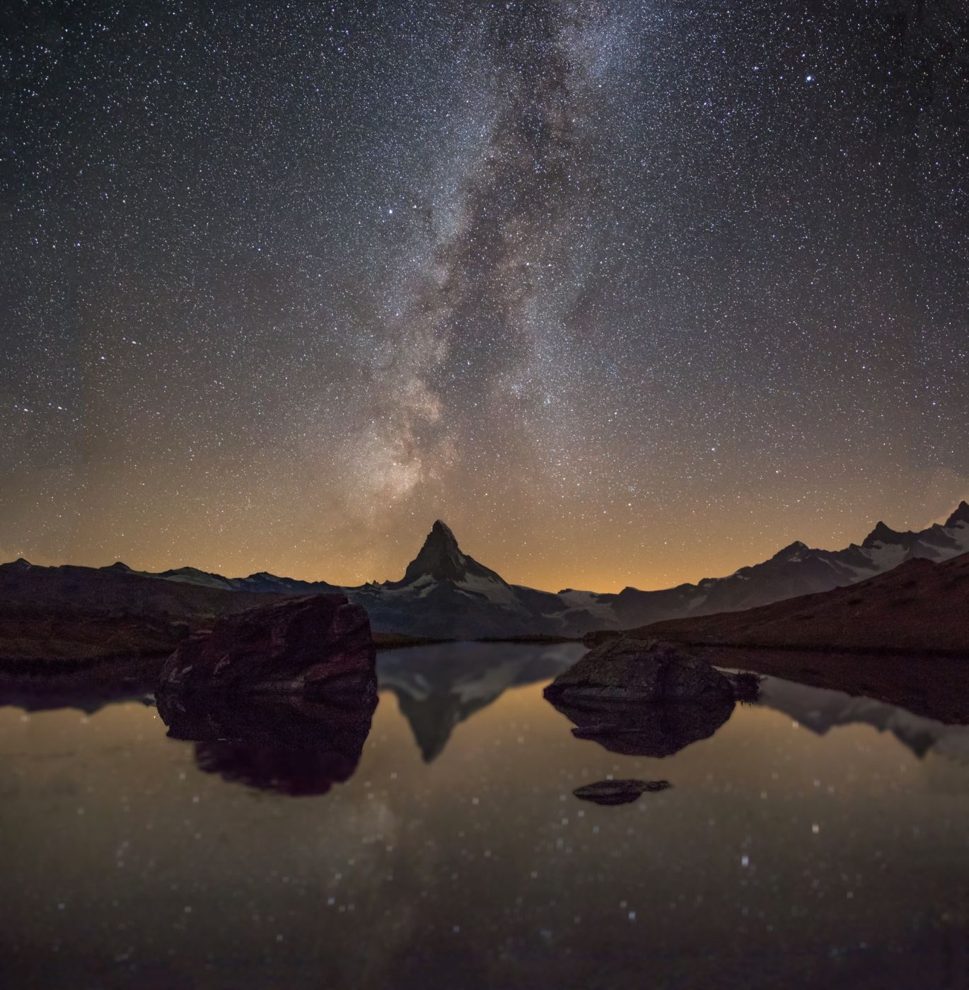 View to Matterhorn from Stelli Lake, Switzerland