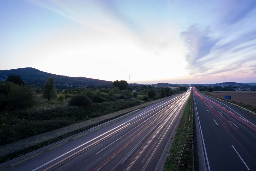 Car trails for the left side of the highway.