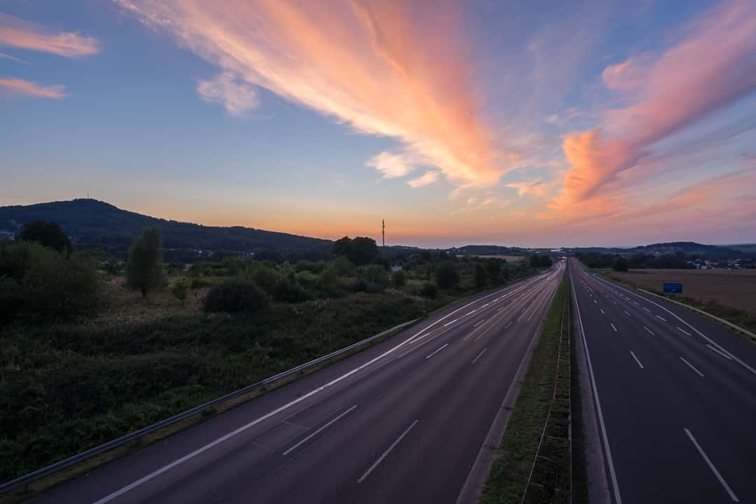 After blending my multiple exposures for the general scene I am already satisfied with the sky and the perspective overall, but the car trails are definitely not good enough.