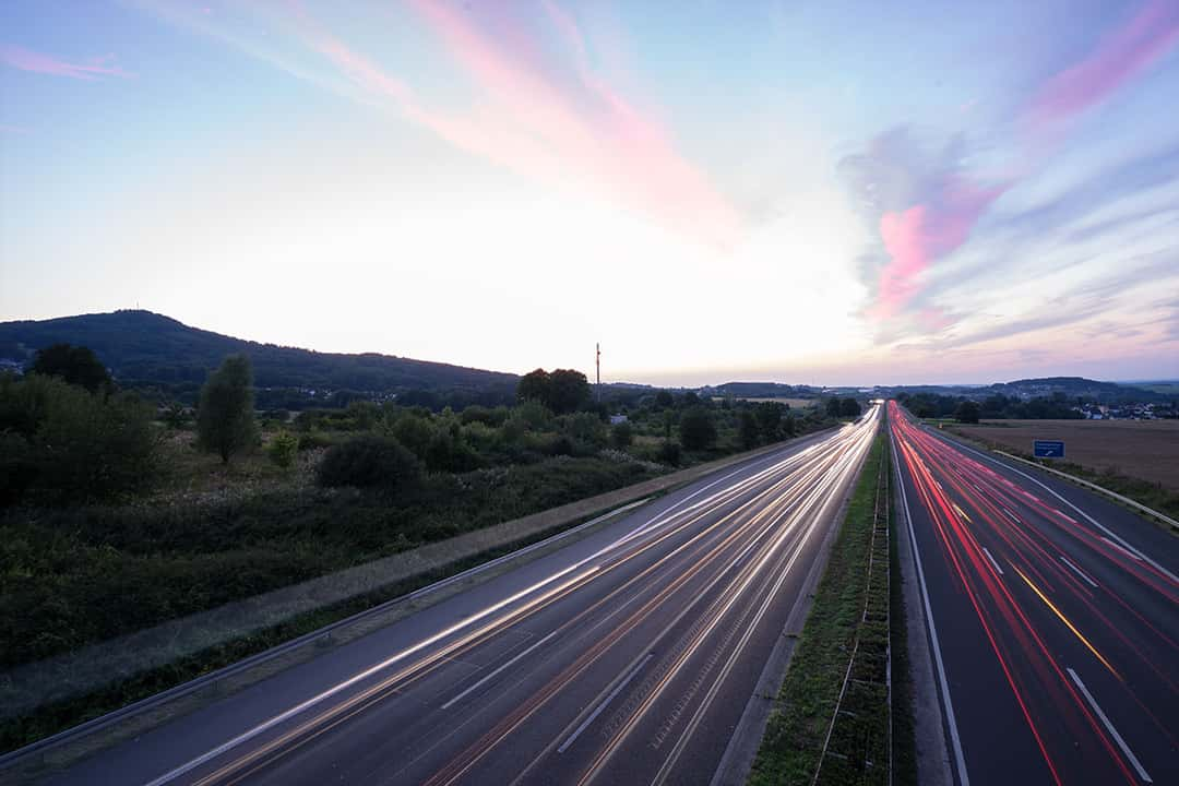 After setting the layer mode of the upper car trail layers to lighten, the highway itself looks already pretty nice, but the sky gets brightened too.