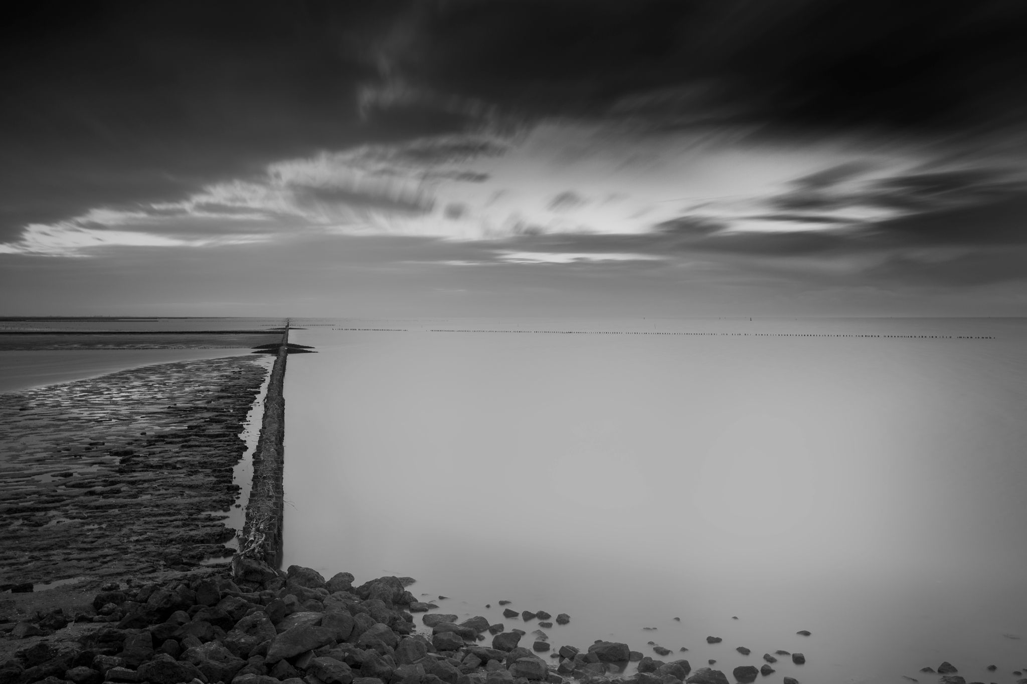breakwater near Holwerd, Netherlands