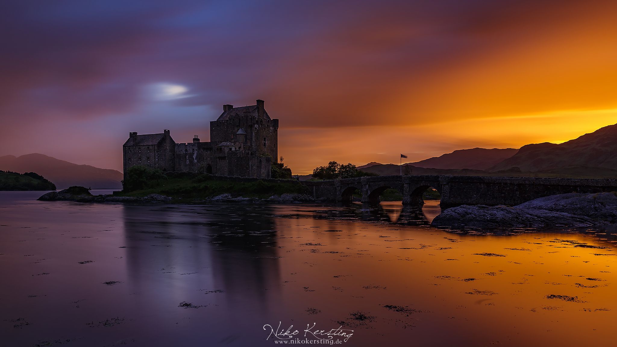 Side view of Eilean Donan Castle, Scotland, United Kingdom