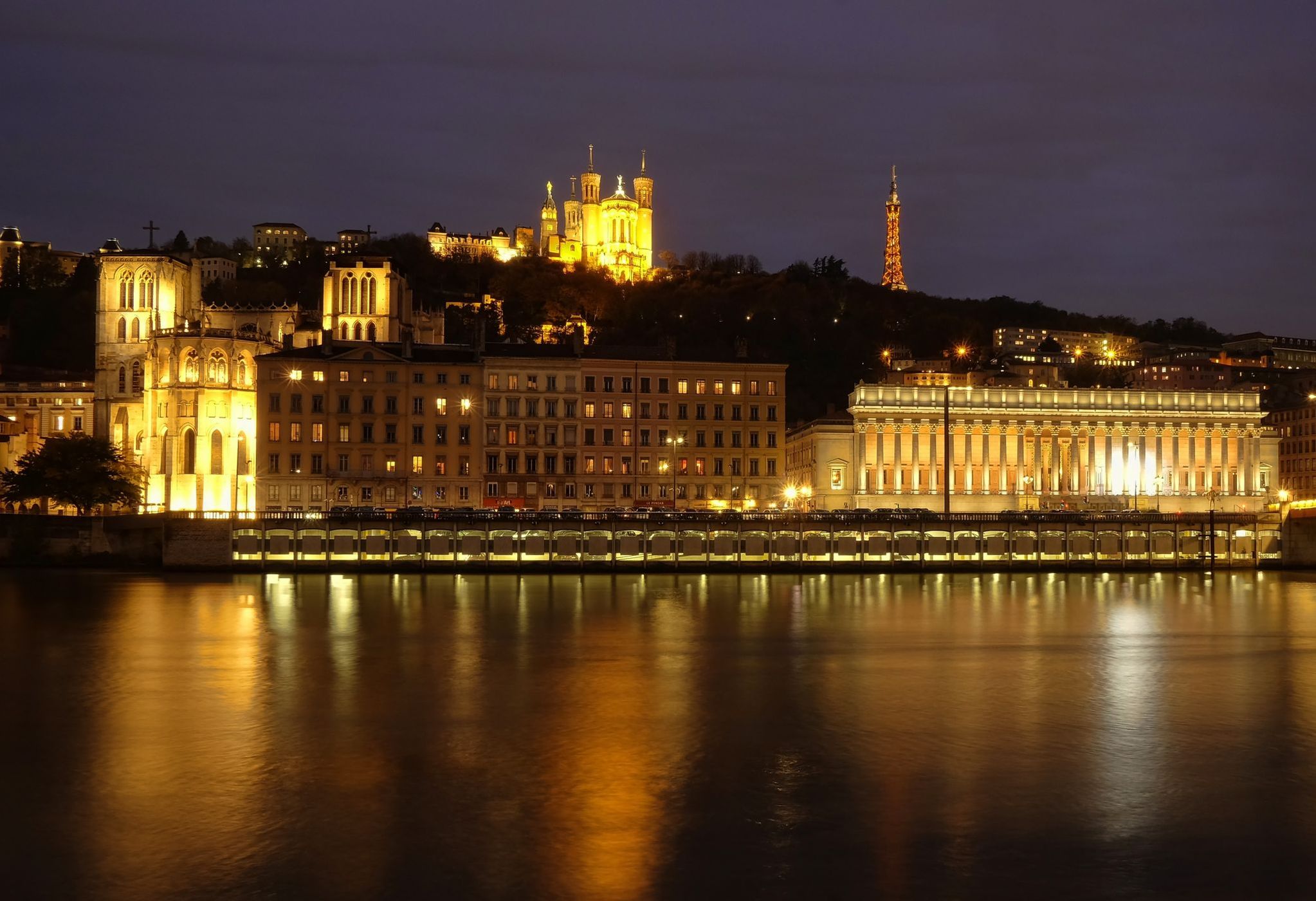 Lyon, from Saône bank, France