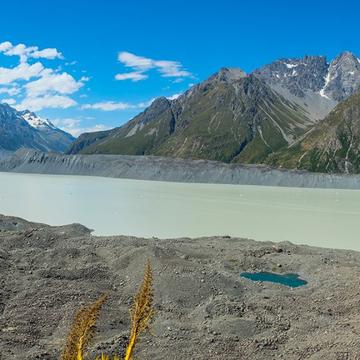 Mount Cook and glacier (lake), New Zealand