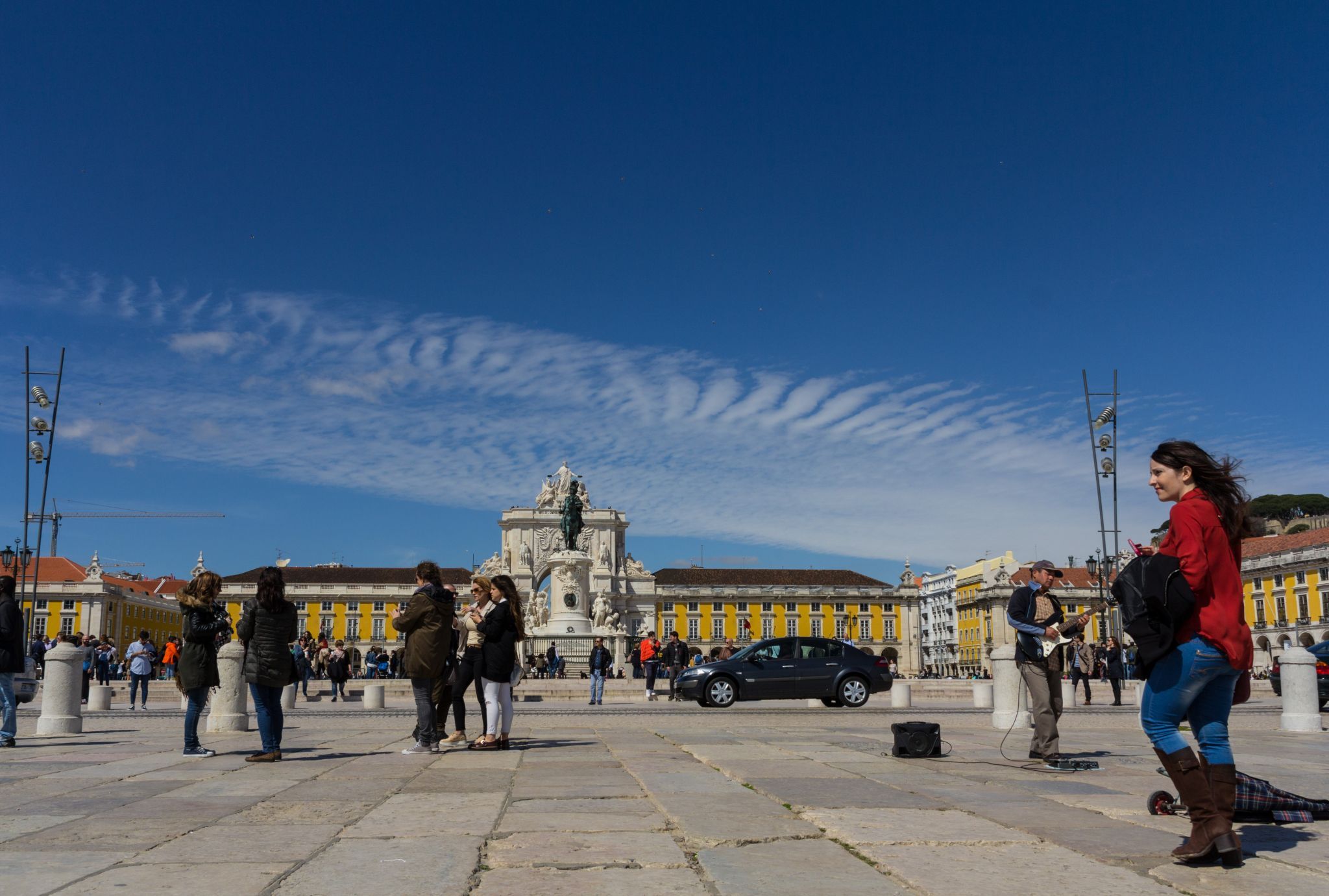 Praça do Comércio as seen from Cais das Colunas, Portugal