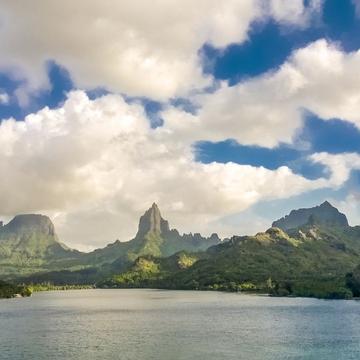 view of Moorea Bay from cruise-ship, French Polynesia