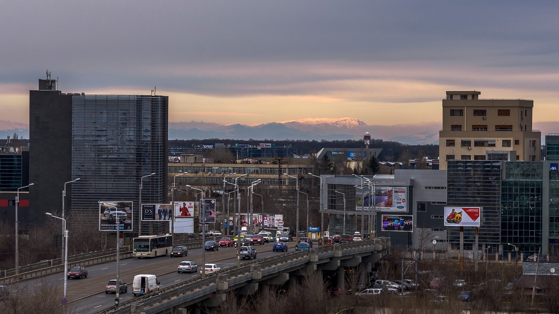 Bucegi mountains seen from Bucharest, Romania