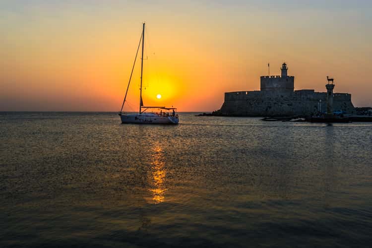 Rhodes city harbor