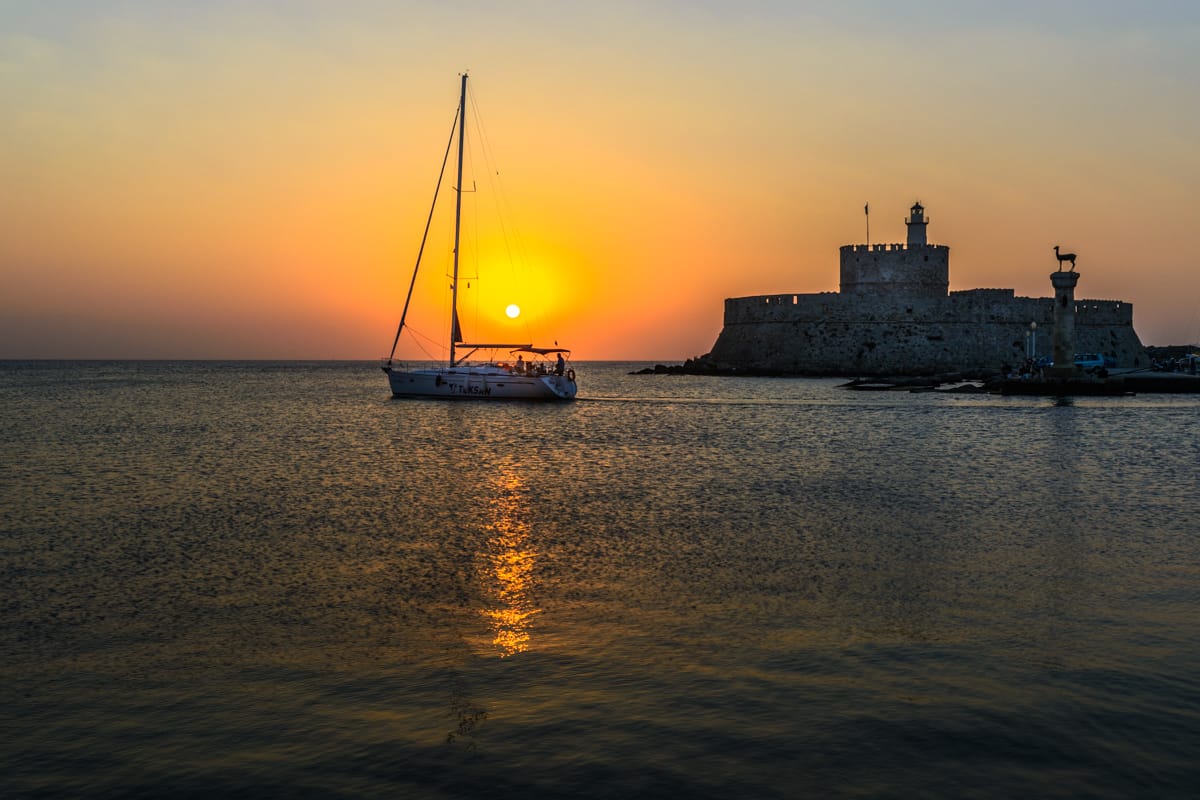 Rhodes city harbor, Greece