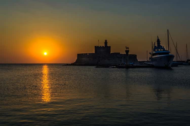 Rhodes city harbor