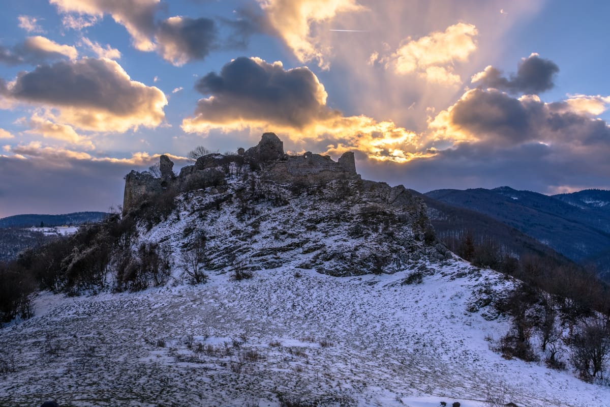 Ruins of a fortress near Liteni, Romania