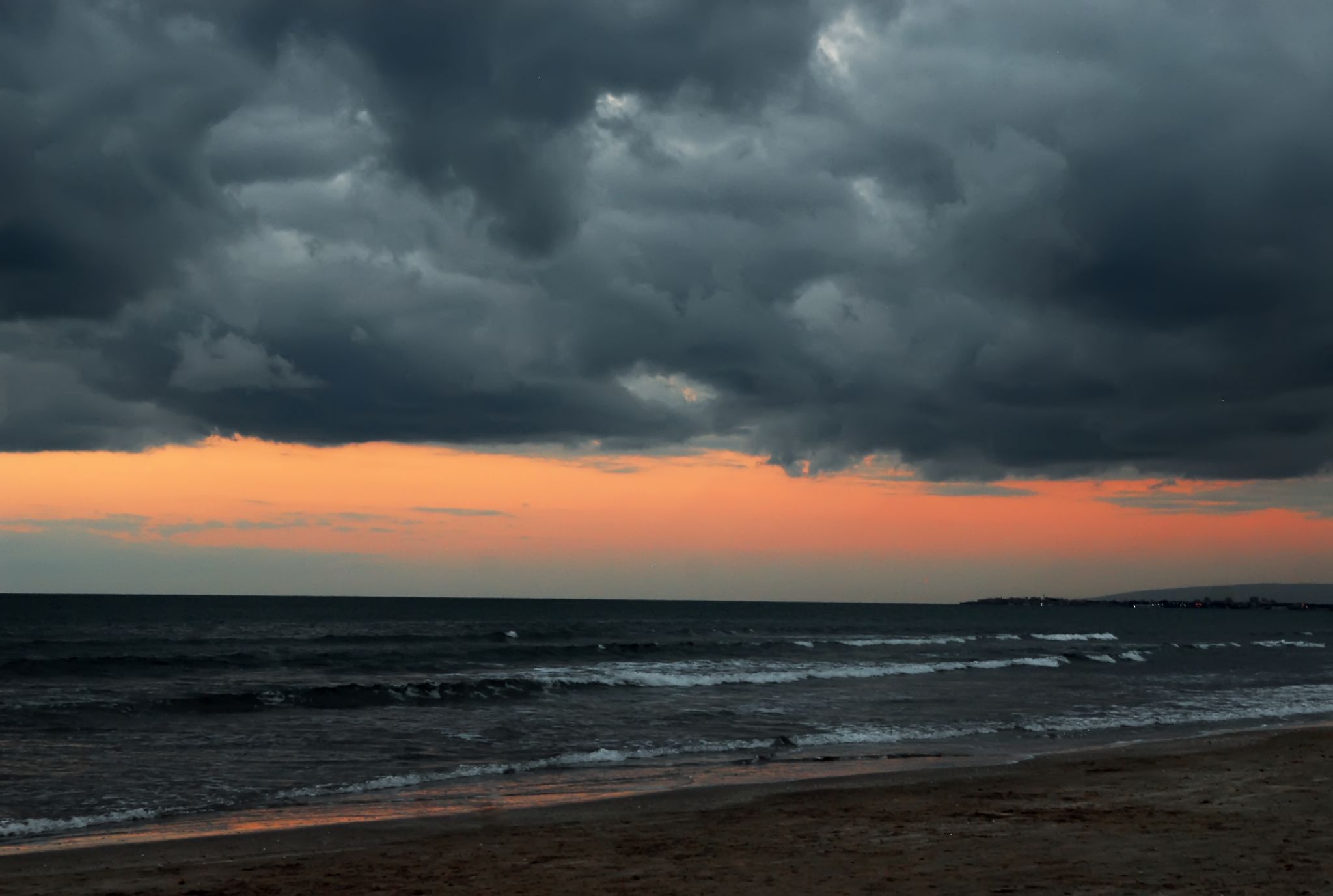 Winter evening in the Bay of Haifa (Kiryat Haim), Israel