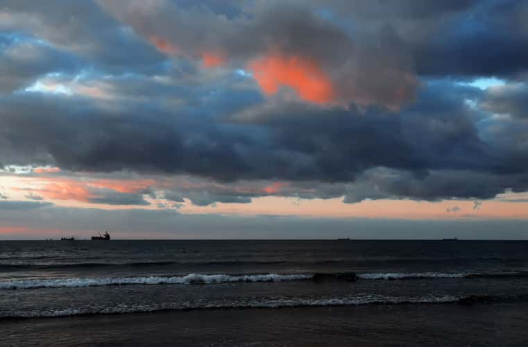 Winter evening in the Bay of Haifa (Kiryat Haim)