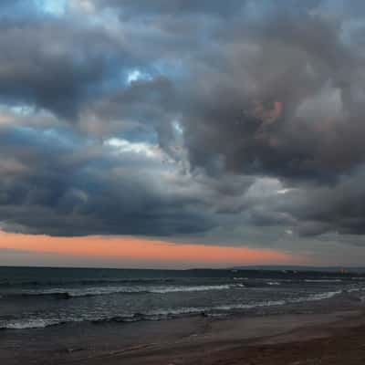 Winter evening in the Bay of Haifa (Kiryat Haim), Israel