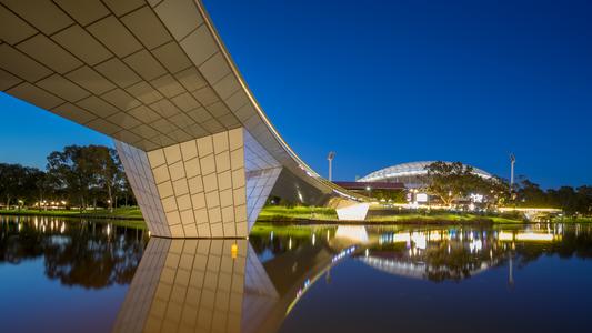 Adelaide Oval, River Torrens and footbridge